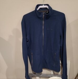 Marmot Men's SZ LG. NAVY FLEECE zip front Jacket hiking camping casual warm cozy